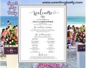 Rustic Wedding Welcome Sign with program,Modern Wedding Welcome sign with program,(023w)